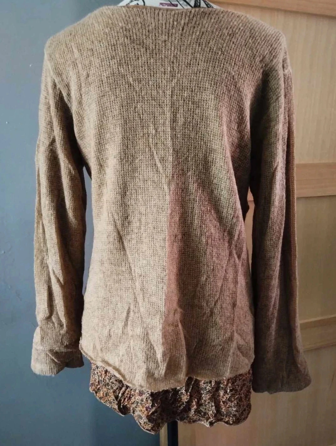 Pull marrom com suéteres florais por baixo, made in Italy T40 – photo 5